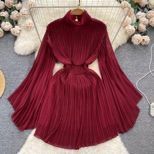 High collar dress women's spring and summer French light luxury niche design sen